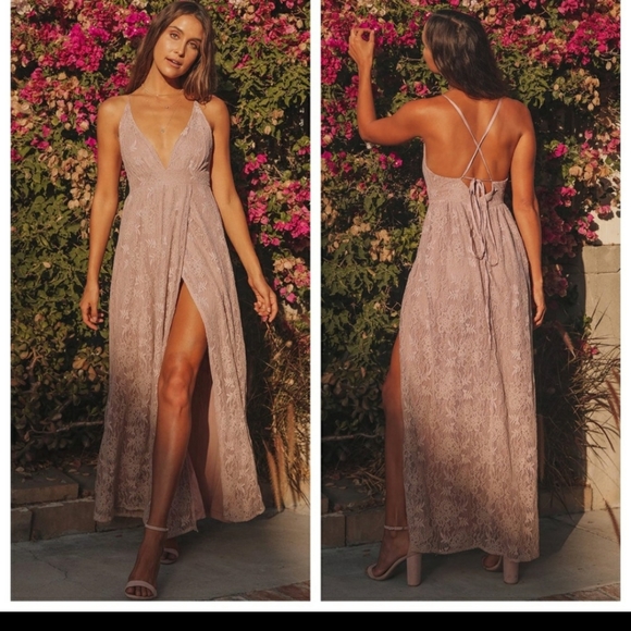 Lulus Dresses & Skirts - Lulus Stolen Moments Dusty Pink Lace-Up Maxi Dress